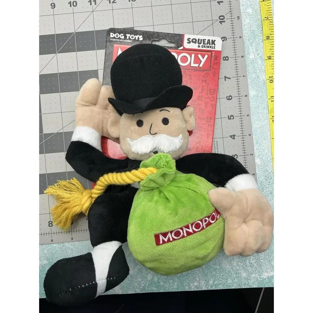 Hasbro Mr. Monopoly Mr. Money Bags Squeaker & Crinkle‎ Dog Toy Brand New